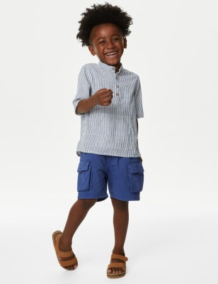 

M&S Collection Camisa de rayas 100% algodón (2-8 años) - Blue Mix, Blue Mix