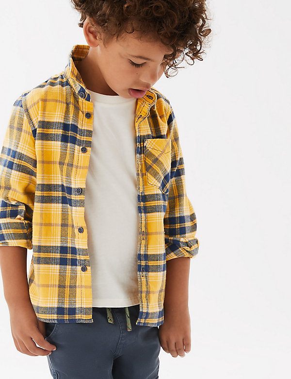 2pc Pure Cotton Checked Shirt with T-Shirt (2-7 Yrs)