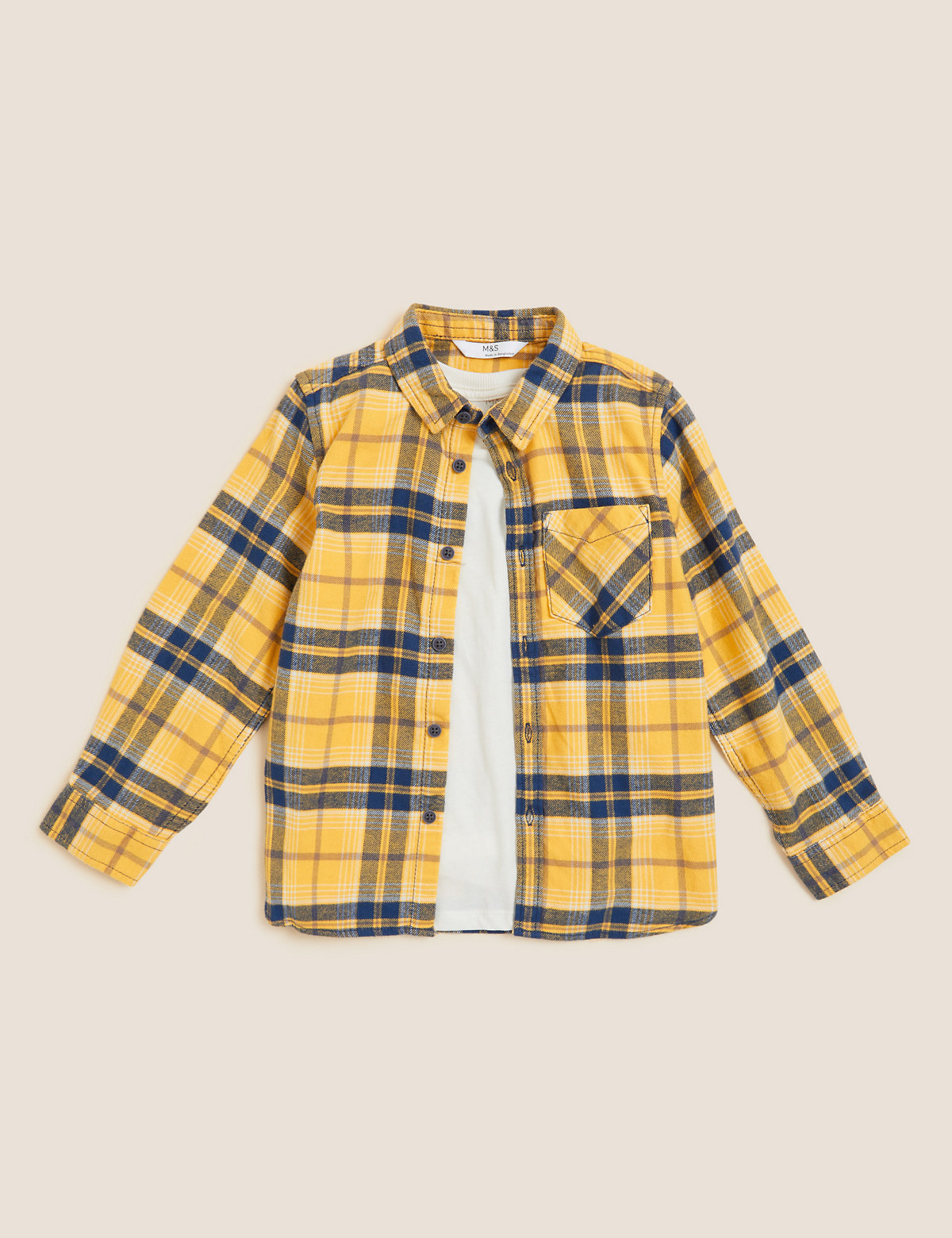 2pc Pure Cotton Checked Shirt with T-Shirt