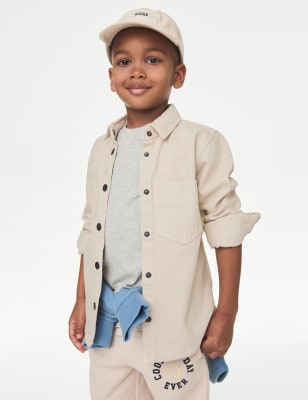 M&S Boys Cotton Rich Shirt & T-Shirt Set (2-8 Yrs) - 3-4 Y - Calico, Calico