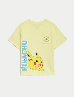 M&S Boy's Pure Cotton Pokemon T-Shirt (2-8 Yrs) - 7-8 Y - Yellow, Yellow