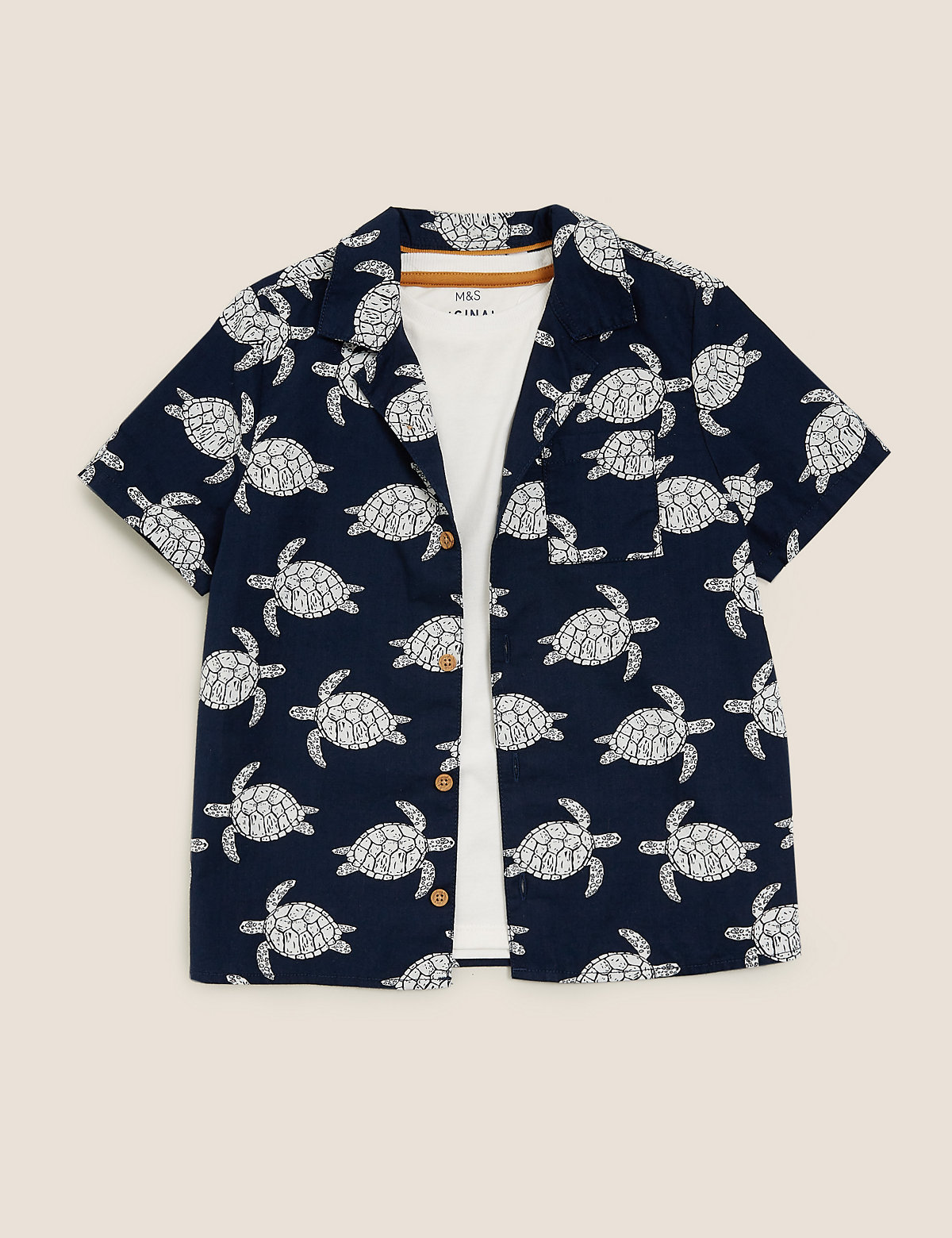 2pc Cotton Turtle Print Shirt with Shirt