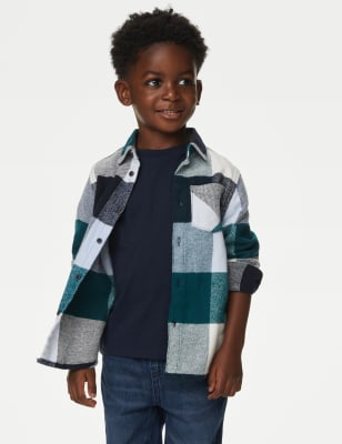 

Boys M&S Collection 2pc Pure Cotton Checked Shirt & T-Shirt Set (2-8 Yrs) - Green Mix, Green Mix