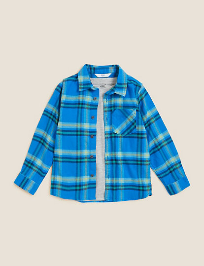 2pc Cotton Rich Checked Shirt with T-Shirt