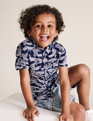 Crocodile Shirt (2-7 Yrs) - Navy