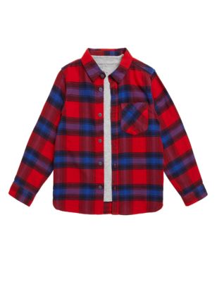 

Boys M&S Collection 2pc Cotton Rich Checked Shirt and T-Shirt (2-7 Yrs) - Red Mix, Red Mix