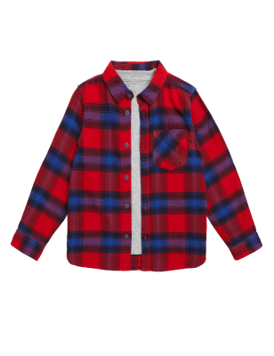 

Boys M&S Collection 2pc Cotton Rich Checked Shirt and T-Shirt (2-7 Yrs) - Red Mix, Red Mix