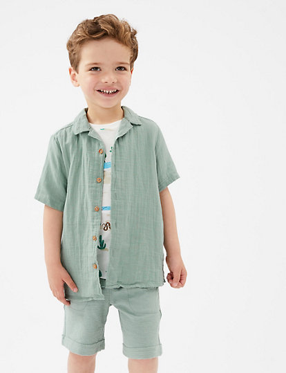 2pc Pure Cotton Shirt with T-Shirt (2-7 Yrs)