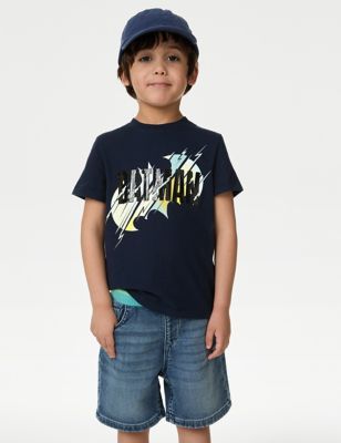 M&S Boys Pure Cotton Batman T-Shirt (2-8 Yrs) - 2-3 Y - Navy, Navy