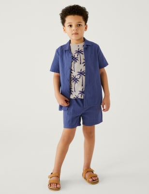 

Boys Pure Cotton Safari Shirt (2-8 Yrs) - Blue, Blue