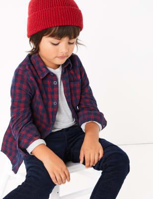 Chemise en velours c&ocirc;tel&eacute; de coton &agrave; carreaux (du 3&nbsp;mois au 7&nbsp;ans)