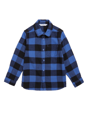 

M&S Collection Kariertes Hemd aus reiner Baumwolle (2-7 J.) - Blue Mix, Blue Mix