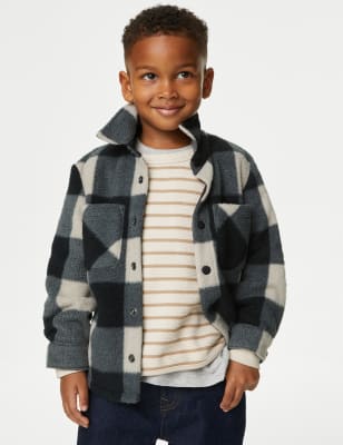 

Boys M&S Collection Fleece Checked Overshirt (2-8 Yrs) - Black Mix, Black Mix