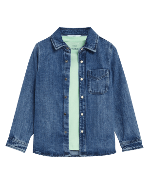 

M&S Collection Conjunto de 2 piezas de camiseta y camisa de algodón (2-8 años) - Dark Denim, Dark Denim