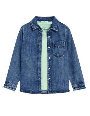 

Boys M&S Collection 2pc Cotton Rich Shirt and T-Shirt (2-8 Yrs) - Dark Denim, Dark Denim