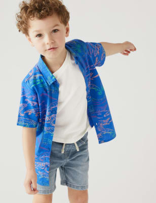 

M&S Collection Conjunto de 2 piezas 100% algodón con camisa y camiseta (2-8 años) - Blue Mix, Blue Mix