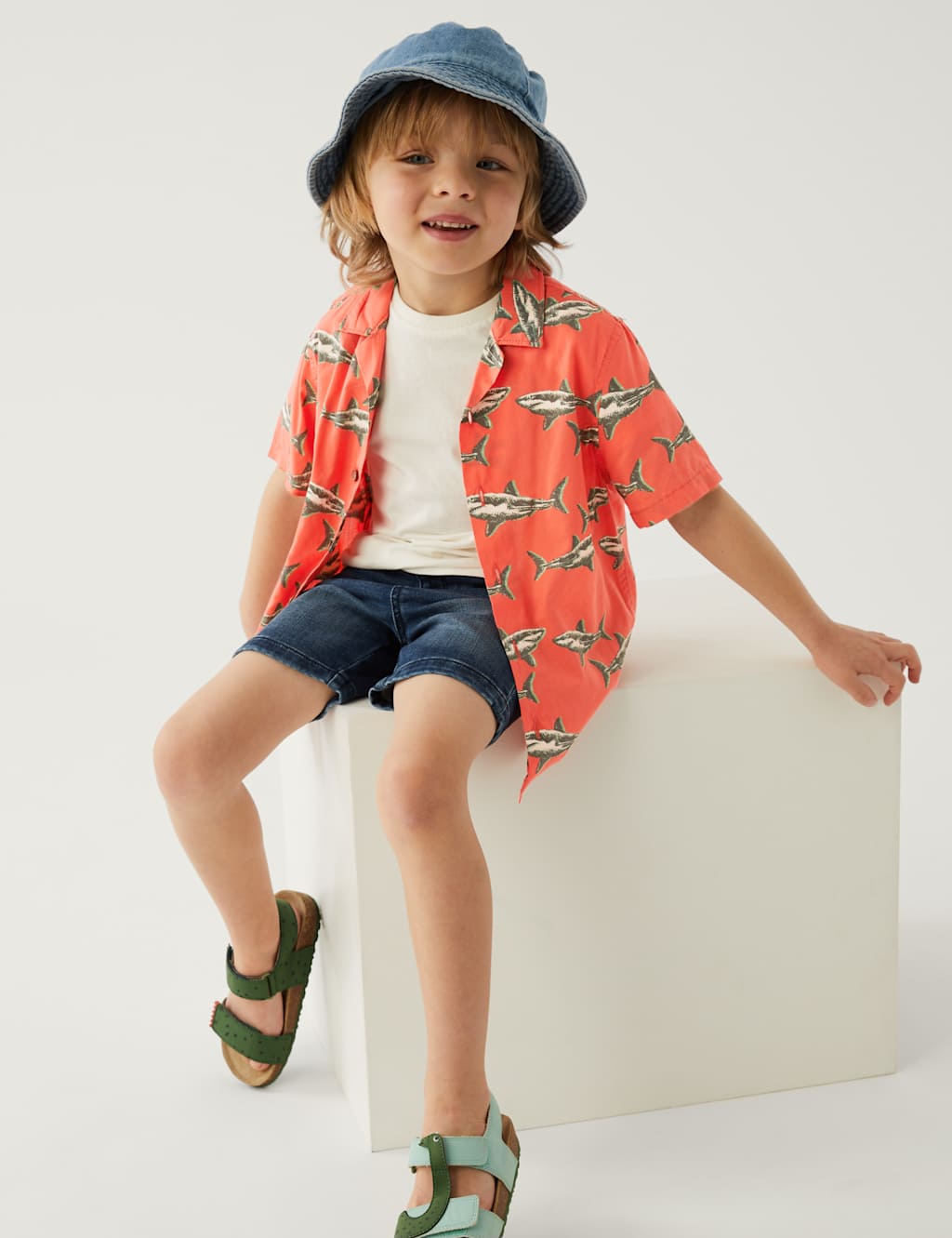 2pc Cotton Rich Shark Shirt and T-Shirt (2-8 Yrs) image 1