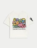 Puur katoenen T-shirt met schetsmotief van Doodle Boy (2-8 jaar)