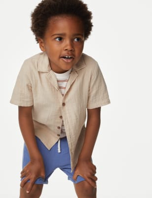 

M&S Collection 2-teiliges Set mit Hemd und T-Shirt aus reiner Baumwolle (2-8 J.) - Stone, Stone