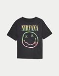 חולצות טי בעיצוב Nirvana Smiley מכותנה טהורה (8-2 שנים)
