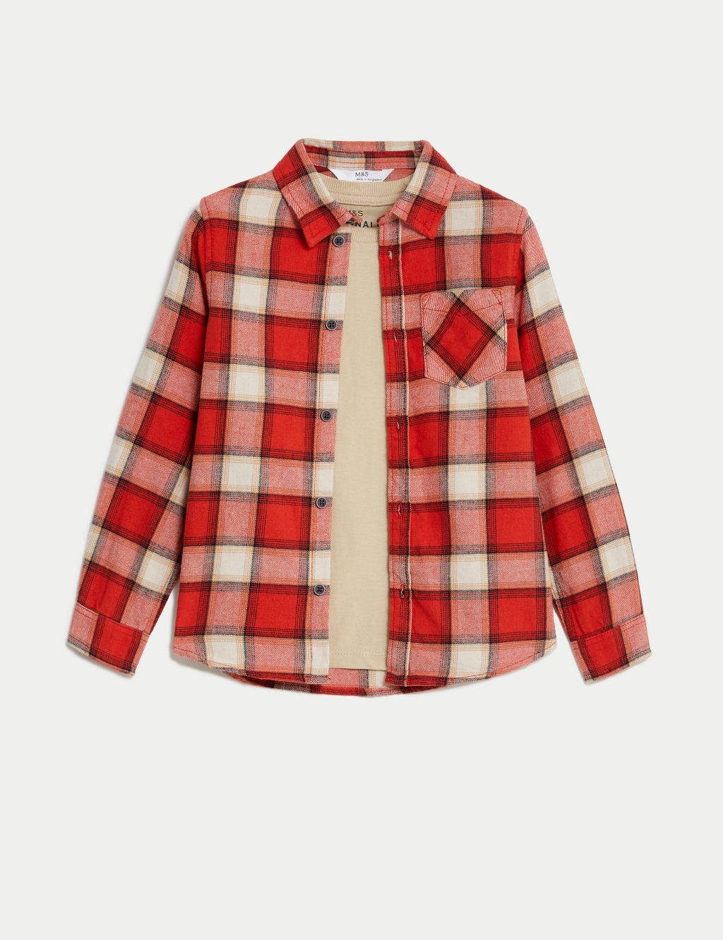 Pure Cotton Checked Shirt and T-Shirt (2-8 Yrs) image 2