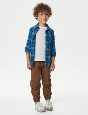 

M&S Collection Camiseta y camisa de cuadros 100% algodón (2-8 años) - Blue Mix, Blue Mix