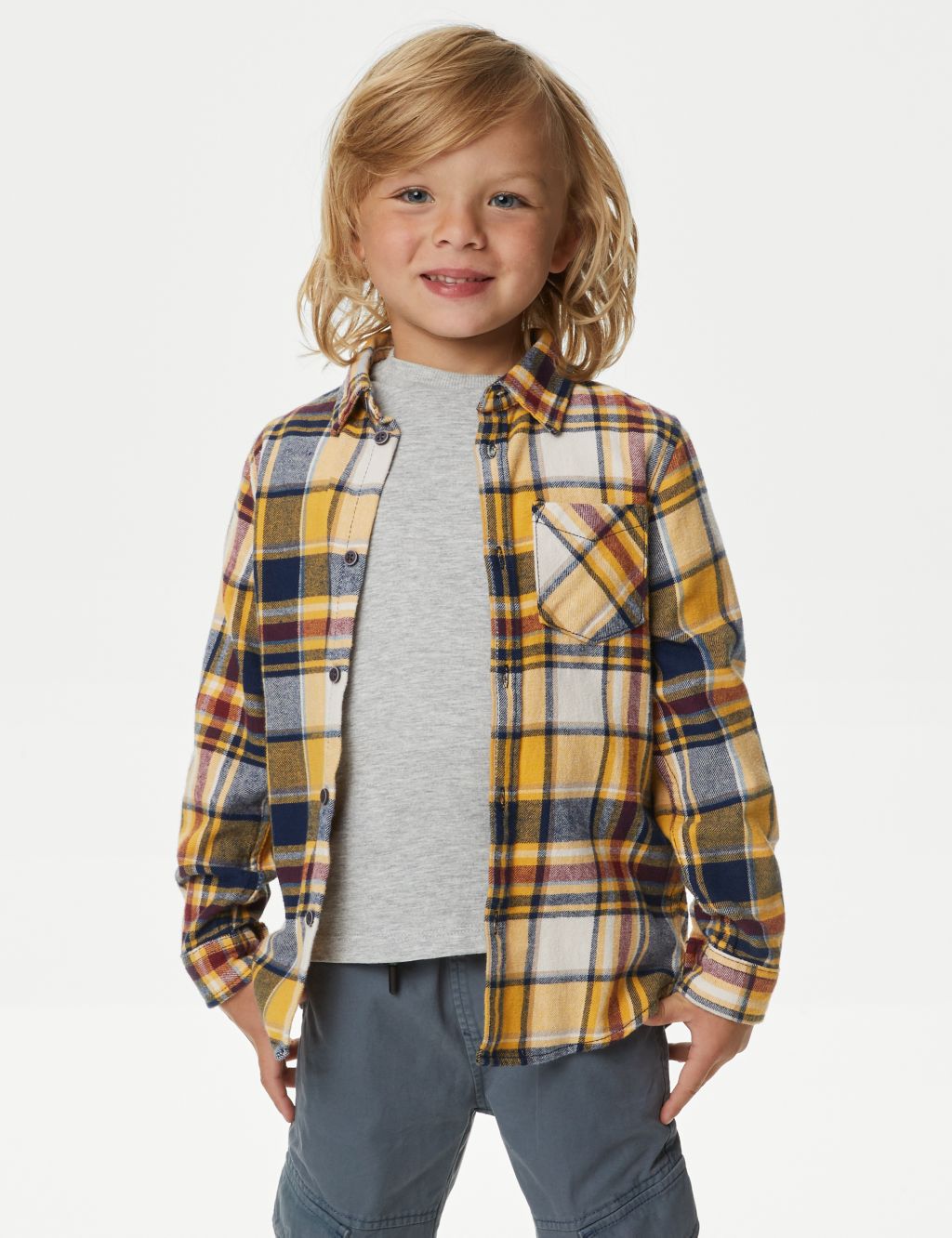 Pure Cotton Checked Shirt and T-Shirt (2-8 Yrs) image 1