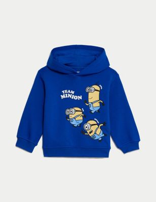 boys m&s collection cotton rich minions™ hoodie (2-8 years) - bright blue, bright blue