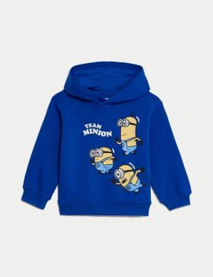 boys m&s collection cotton rich minions™ hoodie (2-8 years) - bright blue, bright blue