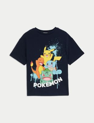 

Boys M&S Collection Pure Cotton Pokémon™ T-Shirt (2-8 Yrs) - Navy, Navy
