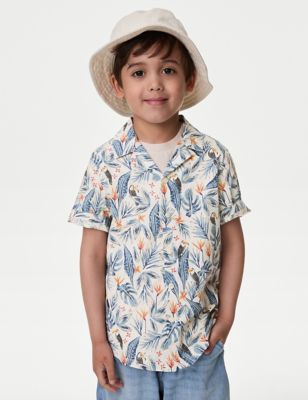 חולצת טי Mini Me מכותנה טהורה עם הדפס ציפור טוקן (8-2 שנים) - IL