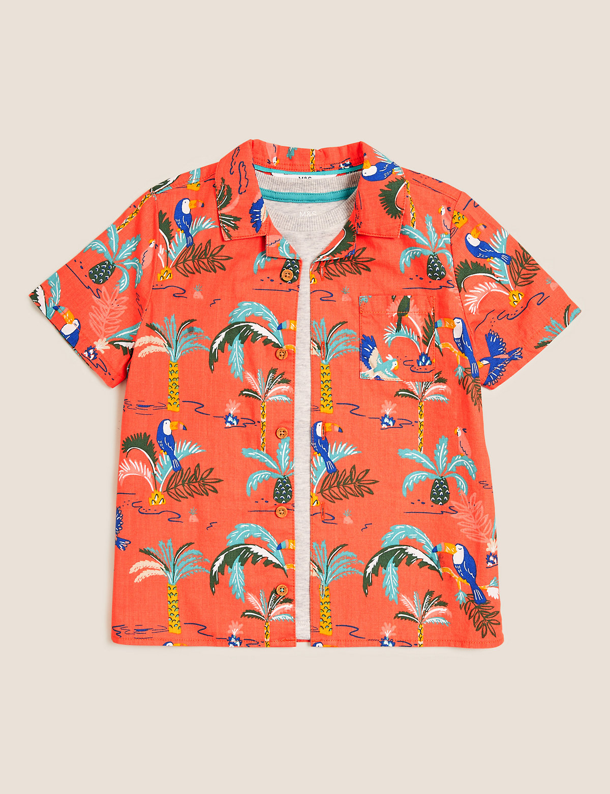 2pc Pure Cotton Tropical Shirt and T-Shirt (2-7 Yrs)