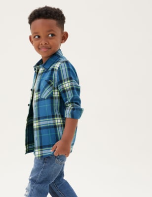 

Boys M&S Collection 2pc Pure Cotton Checked Shirt and T-Shirt (2-7 Yrs) - Navy, Navy