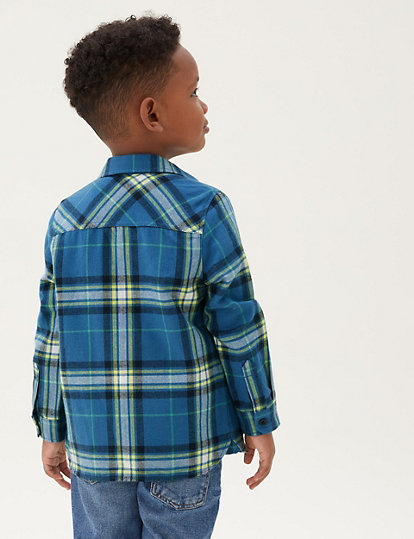 2pc Pure Cotton Checked Shirt and T-Shirt (2-7 Yrs)