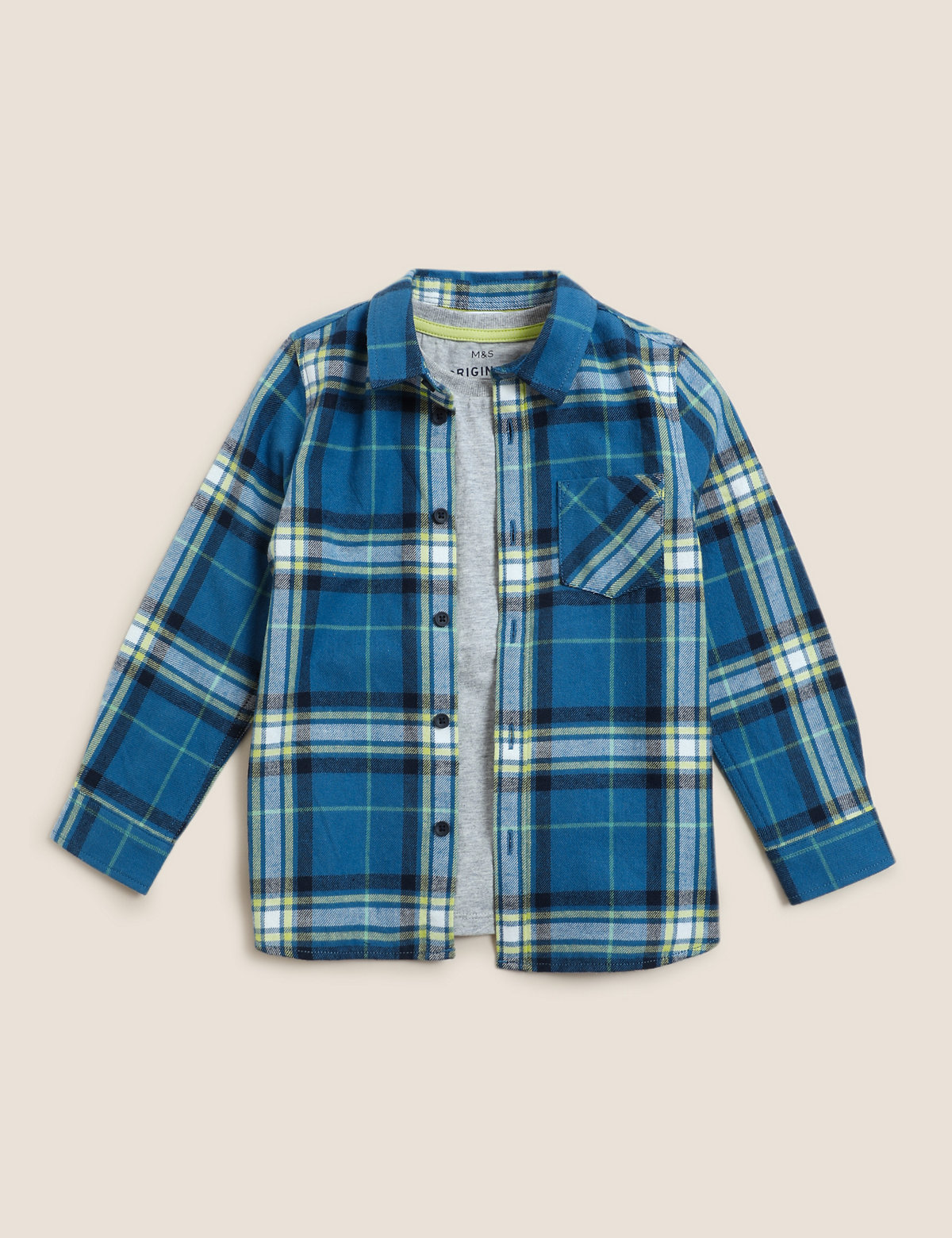2pc Pure Cotton Checked Shirt and T-Shirt (2-7 Yrs)