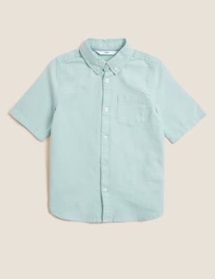 

Boys M&S Collection Pure Cotton Short Sleeve Oxford Shirt (2 - 7 Yrs) - Mint, Mint