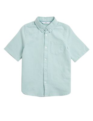 

Boys M&S Collection Pure Cotton Short Sleeve Oxford Shirt (2 - 7 Yrs) - Mint, Mint