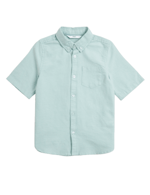 

Boys M&S Collection Pure Cotton Short Sleeve Oxford Shirt (2 - 7 Yrs) - Mint, Mint