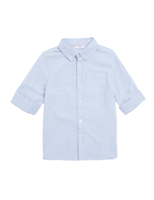 

M&S Collection Camisa Oxford de rayas 100% algodón (2-7 años) - Blue Mix, Blue Mix