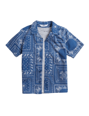 

M&S Collection Camisa estampada de algodón con camiseta (2-7 años) - Navy Mix, Navy Mix