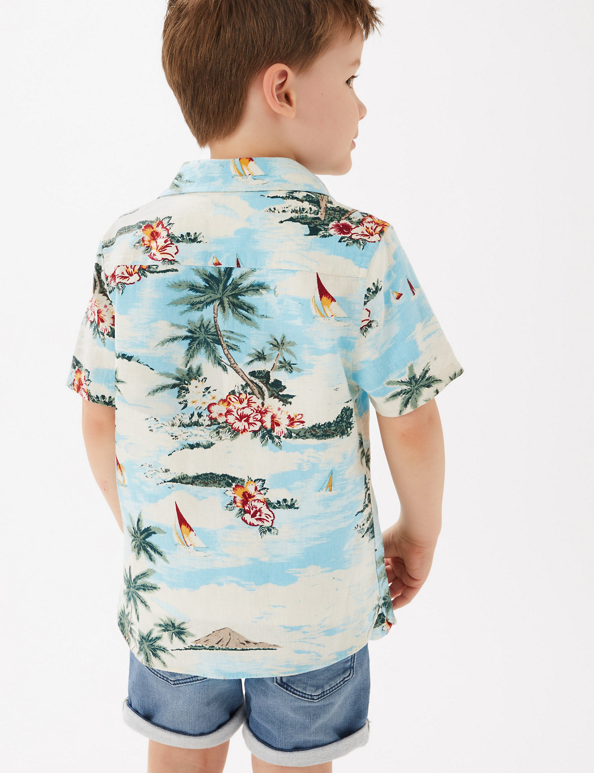 Linen Rich Tropical Print Shirt (2-7 Yrs)
