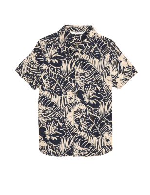 

M&S Collection Camisa estampada de lino (2-7 años) - Navy Mix, Navy Mix