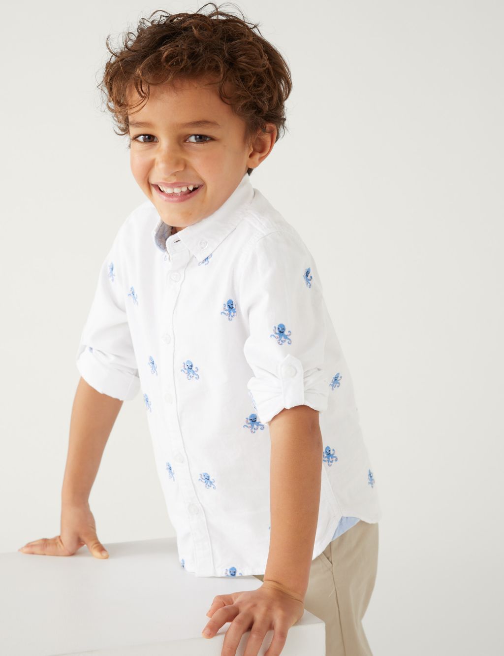 Pure Cotton Embroidered Oxford Shirt (2-8 Yrs) image 1