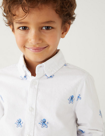 Pure Cotton Embroidered Oxford Shirt
