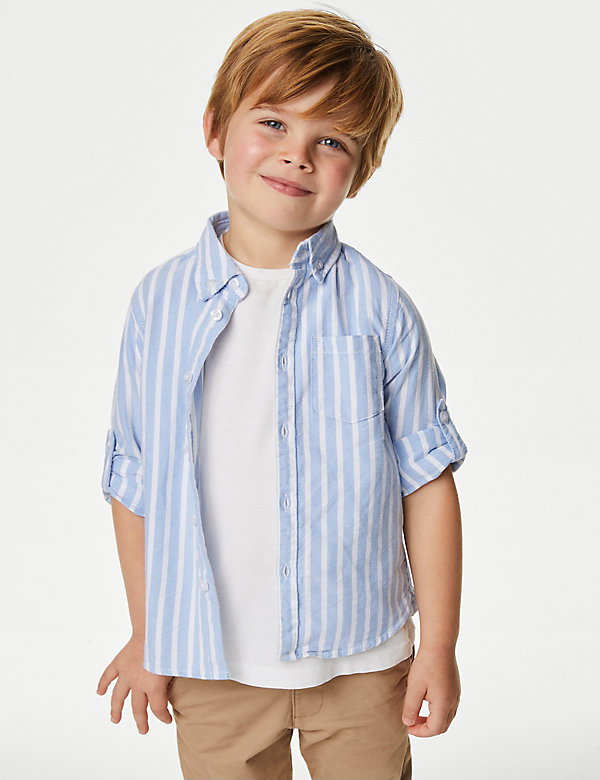 Pure Cotton Striped Oxford Shirt (2-8 Yrs) - GR