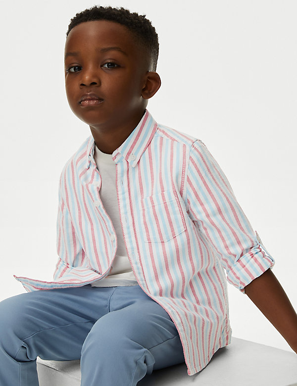 纯棉条纹牛津布衬衫（2-8 岁） - SG