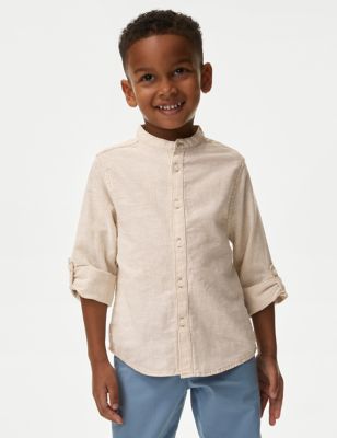 

Boys M&S Collection Cotton Rich Roll Sleeve Grandad Shirt (2-8 Yrs) - Neutral, Neutral