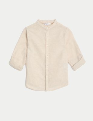 Cotton Rich Roll Sleeve Grandad Shirt (2-8 Yrs)