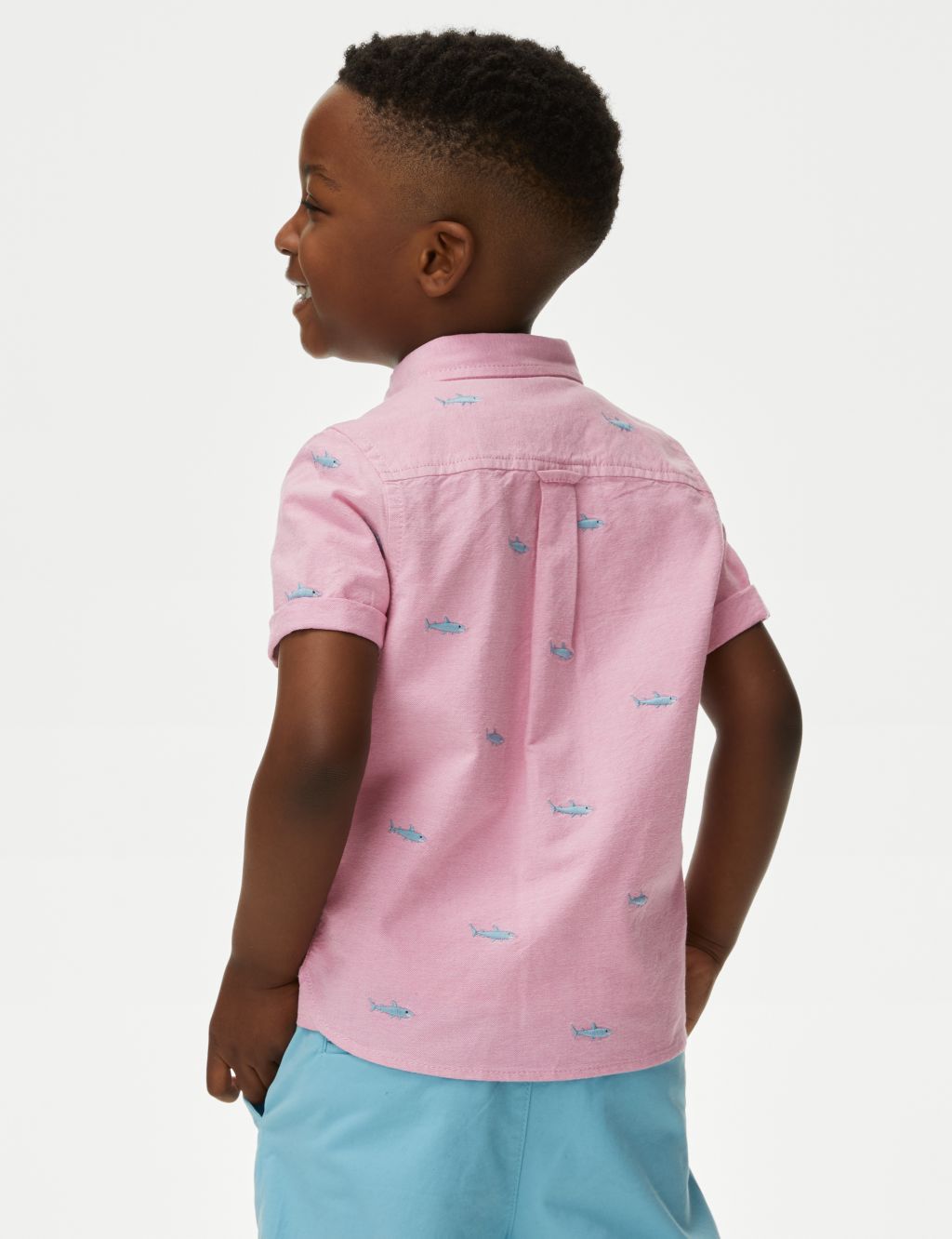 Pure Cotton Shark Embroidered Oxford Shirt (2-8 Yrs) image 5