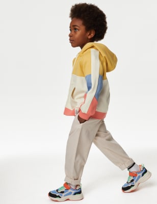 M&S Boys Cotton Rich Colour Block Hoodie (2-8 Yrs) - 2-3 Y - Cream Mix, Cream Mix